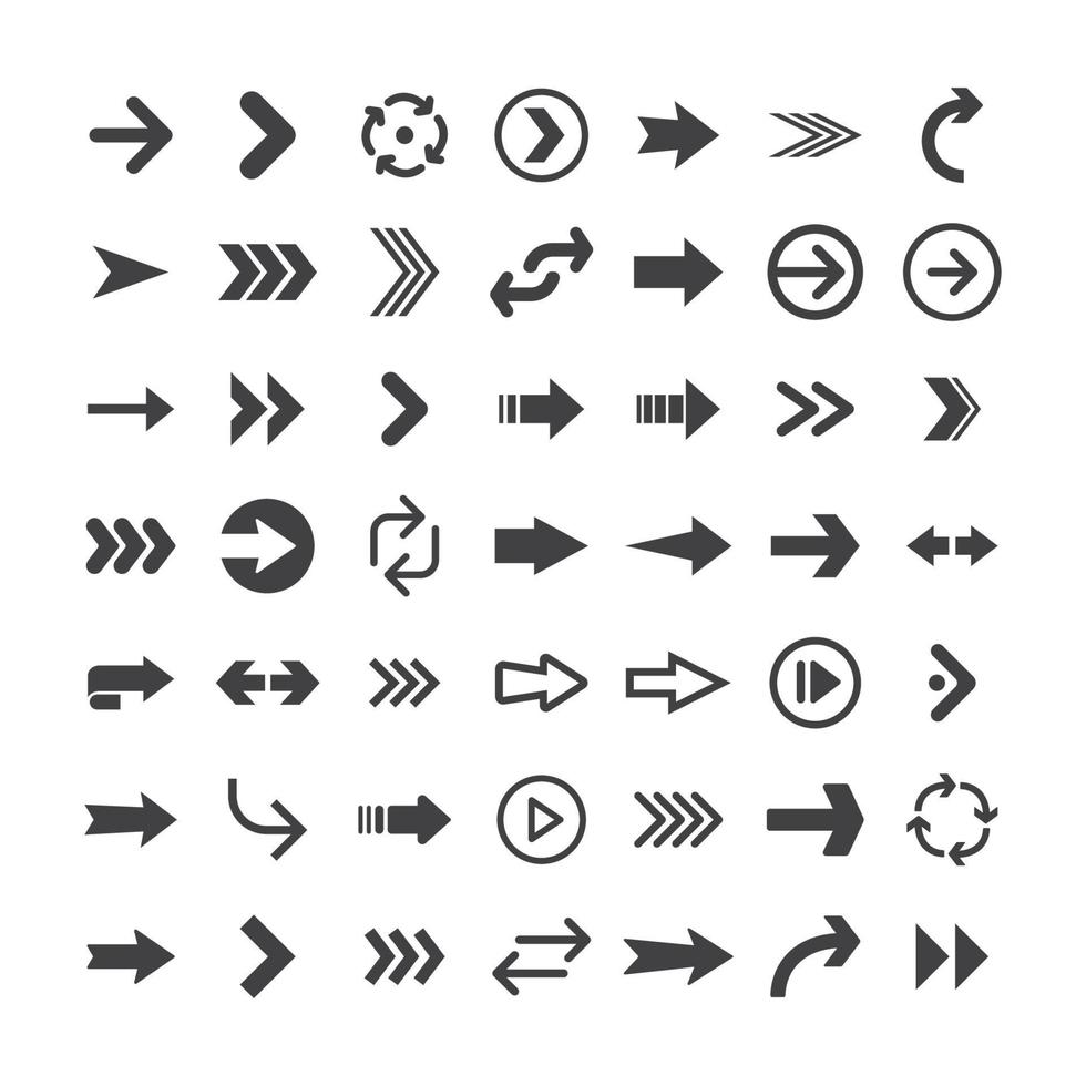Arrow icons. Simple directional pictogram arrows. vector