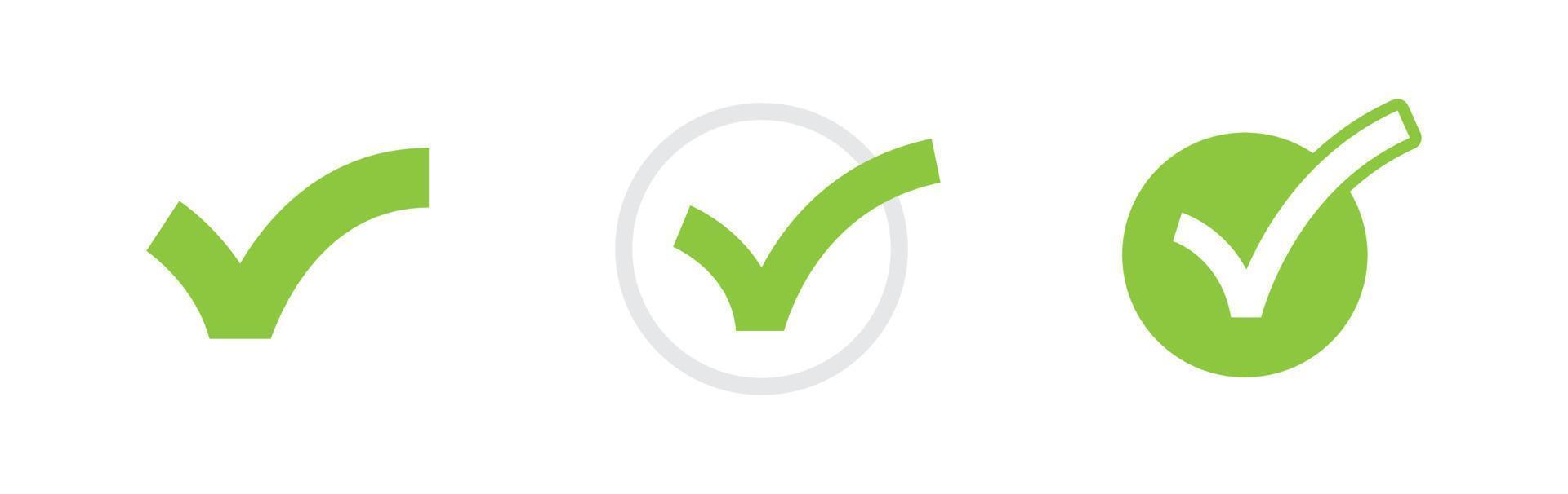 Check mark. Set of Green tick approval icons. vector