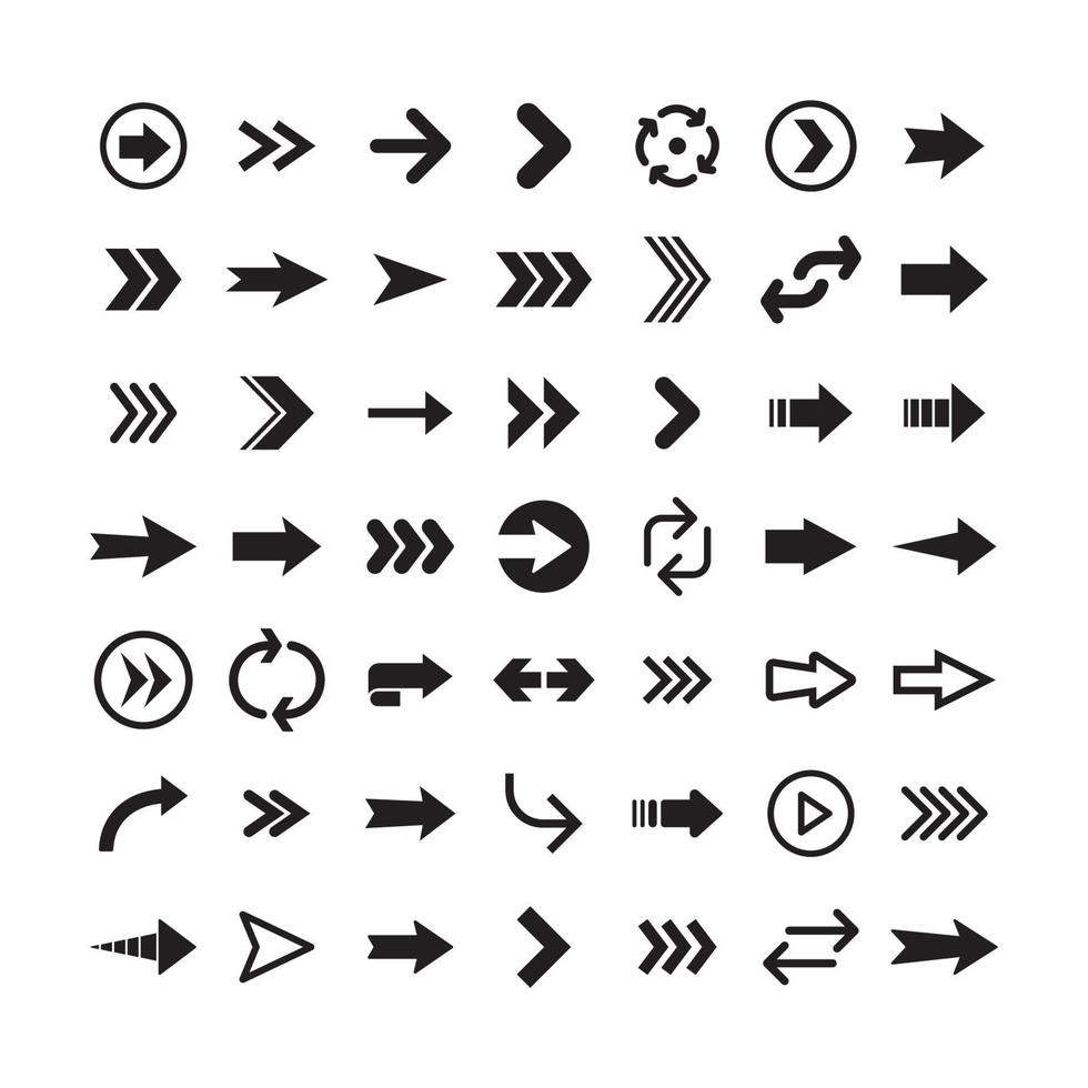 Arrow icons. Simple directional pictogram arrows. vector