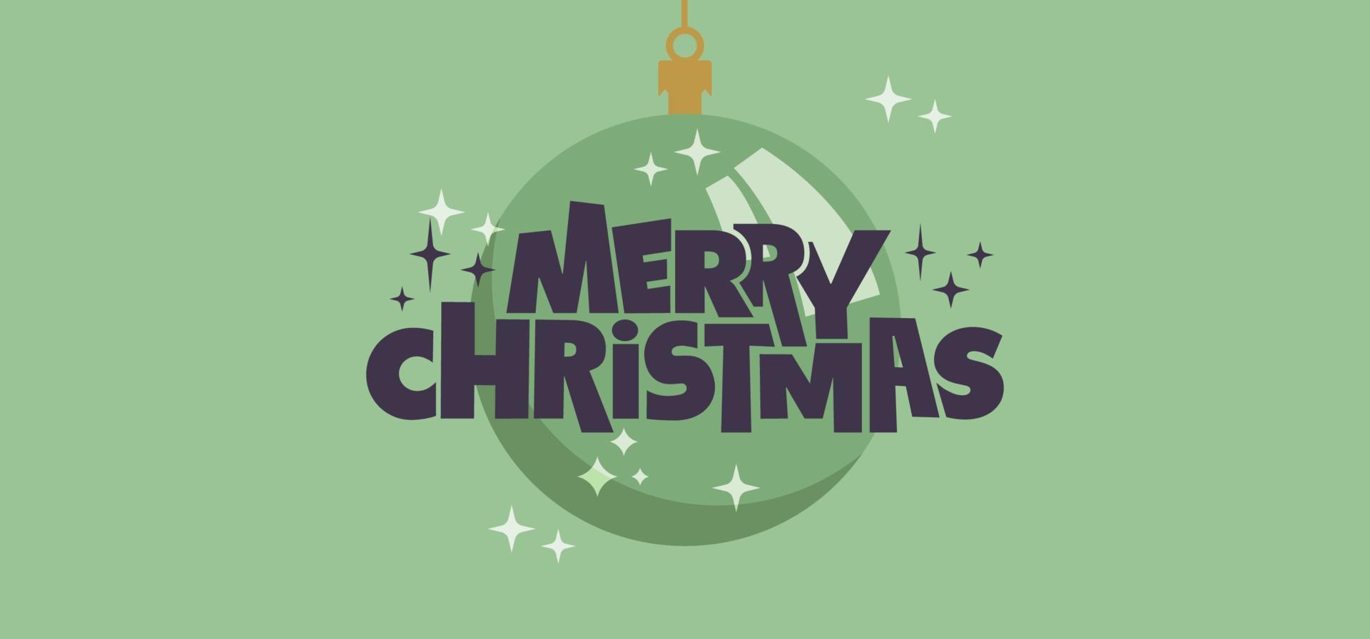 Merry Christmas horizontal banner. Flat design christmas ball. for greeting card or advertising in horizontal design with copy space. vector