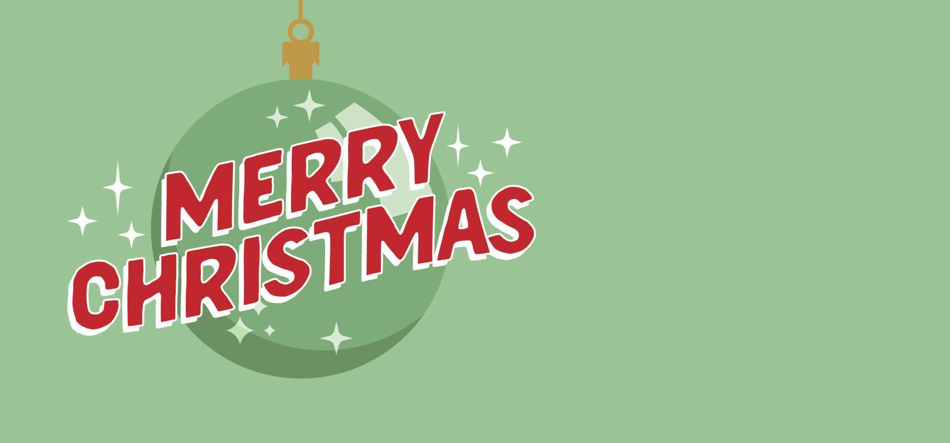 Merry Christmas horizontal banner. Flat design christmas ball. for greeting card or advertising in horizontal design with copy space. vector