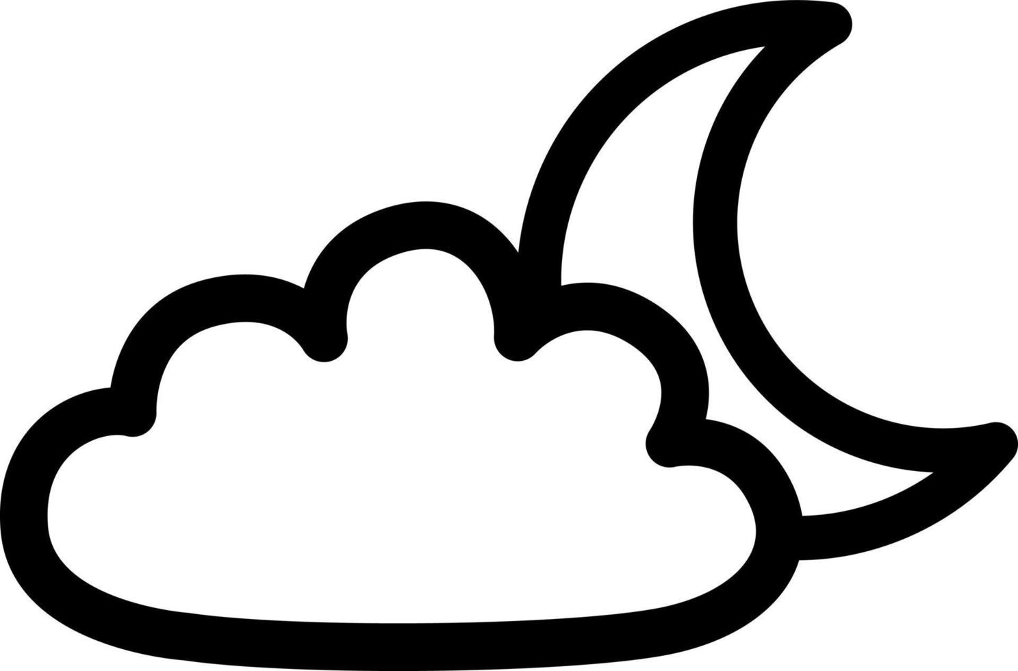 Cloudy night with young moon, illustration, vector on a white background
