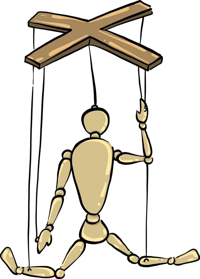 Puppet on ropes , illustration, vector on white background