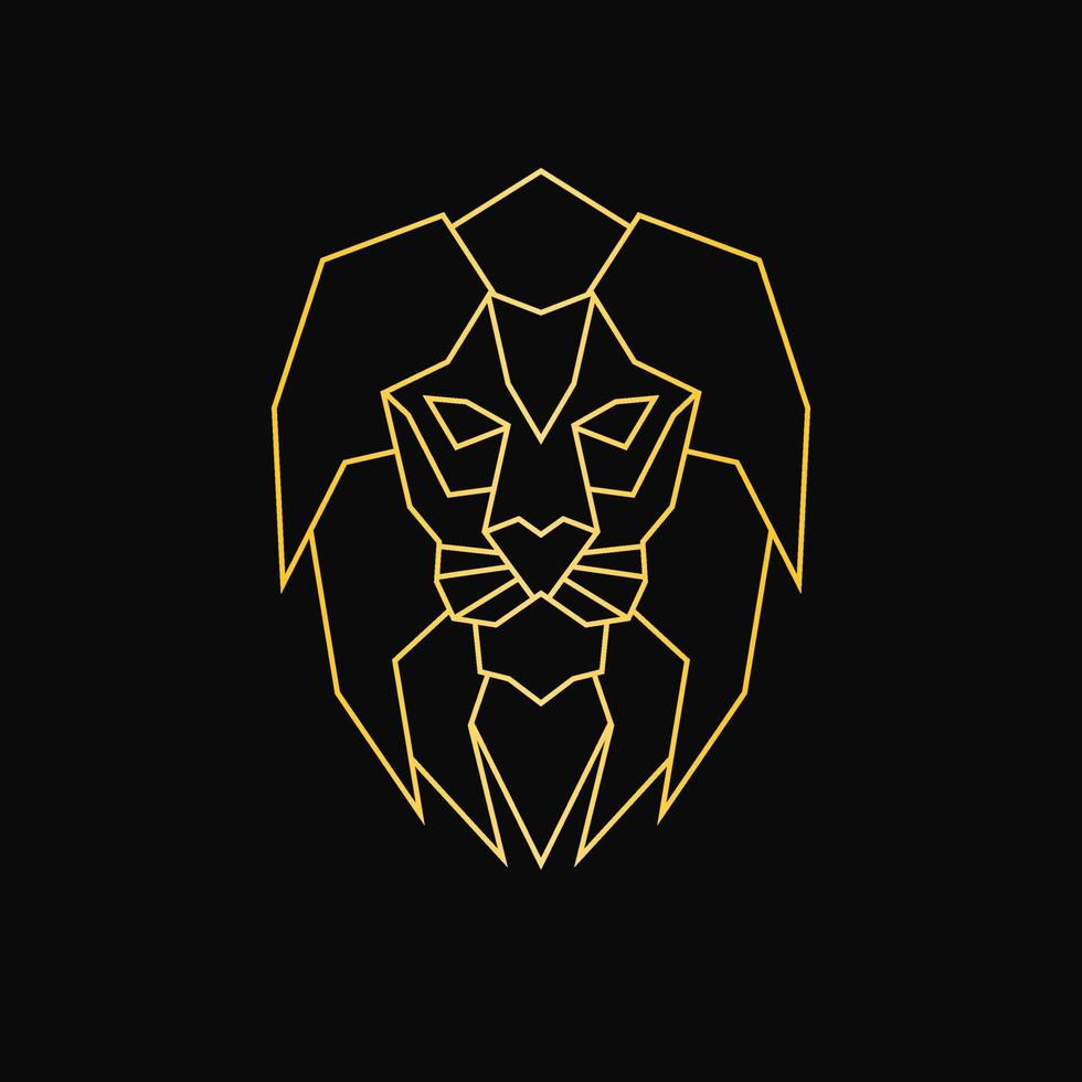 logo for the lion's face in the form of a golden geometric design vector