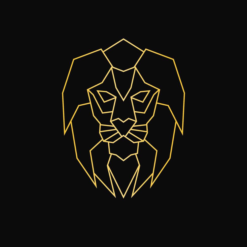 logotipo de la cara del león en forma de diseño geométrico dorado vector