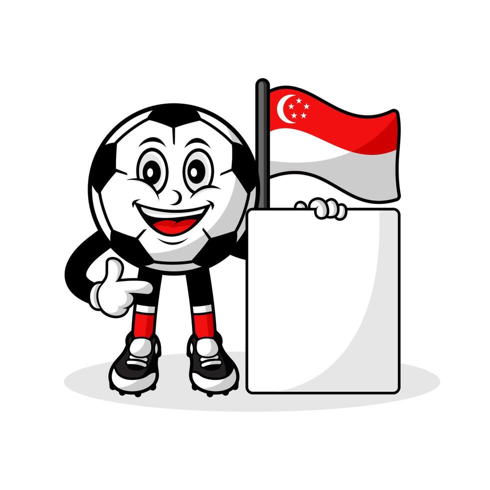 Mascot cartoon football singapore flag with banner vector