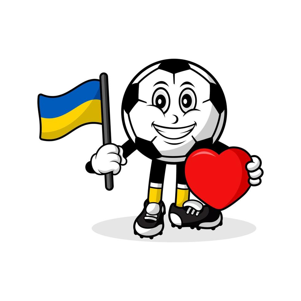 Mascot cartoon football love ukraine flag design vector