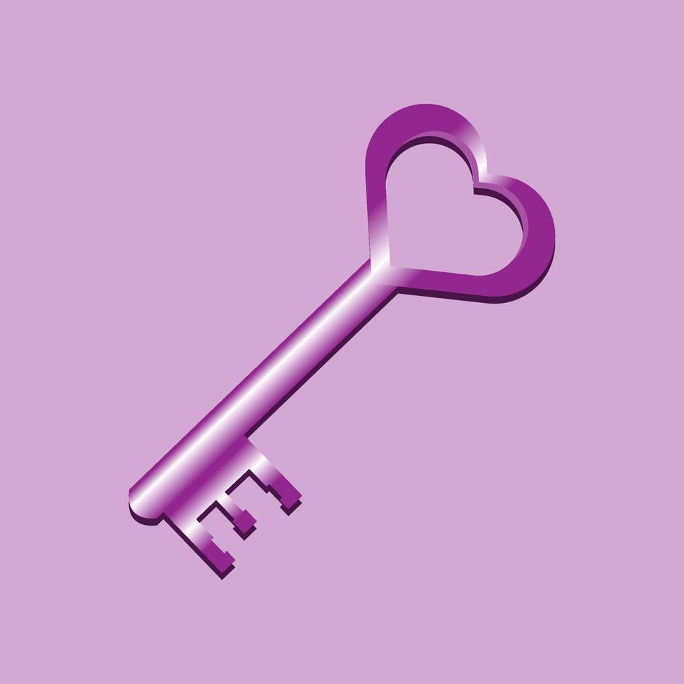 purple heart key vector on purple background