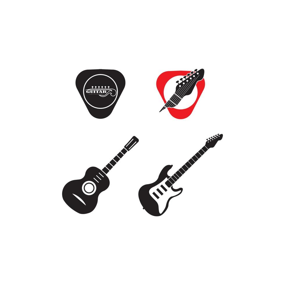 ilustración de icono de vector de plantilla de logotipo de guitarra