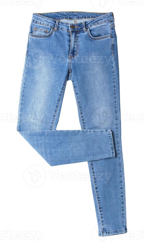Denim isolated on white background, jeans isoalted over white copy space mock up photo