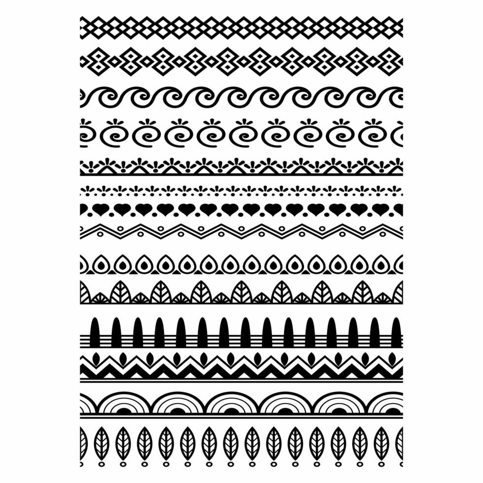 Vintage ornate seamless border vector set concept pattern in traditional style. curls and spirals ornament