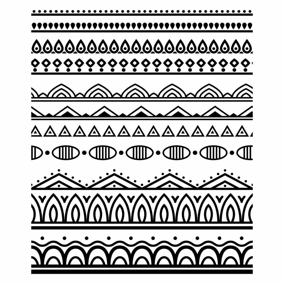 Vintage ornate seamless border vector set concept pattern in traditional style. curls and spirals ornament