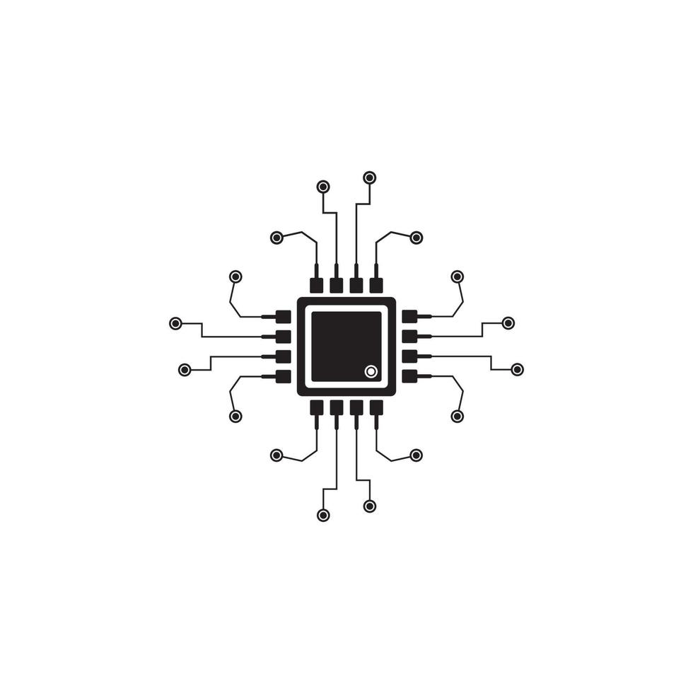 ilustración de icono de vector de procesador de chip