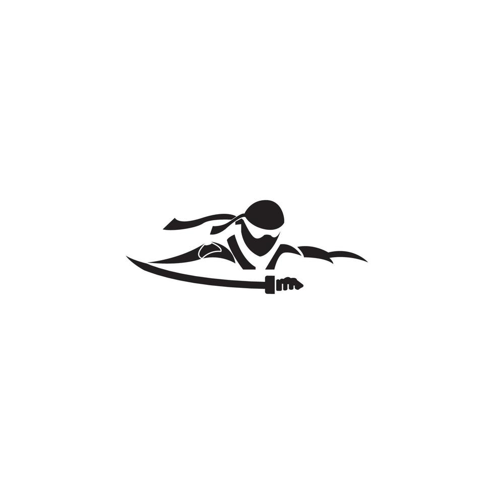 Ninja warrior icon. Simple black ninja head logo illustration vector