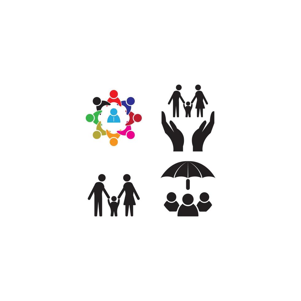 Group of people protected icon logo, vector design