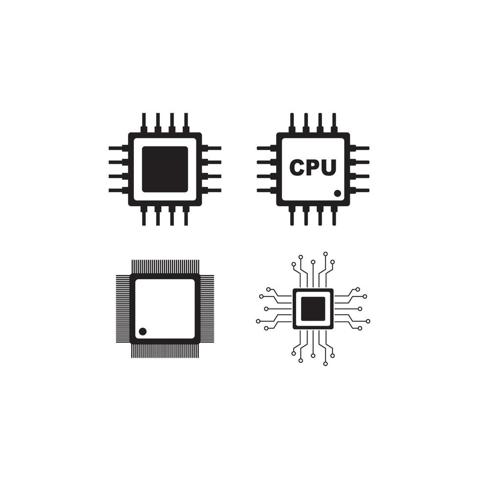 ilustración de icono de vector de procesador de chip