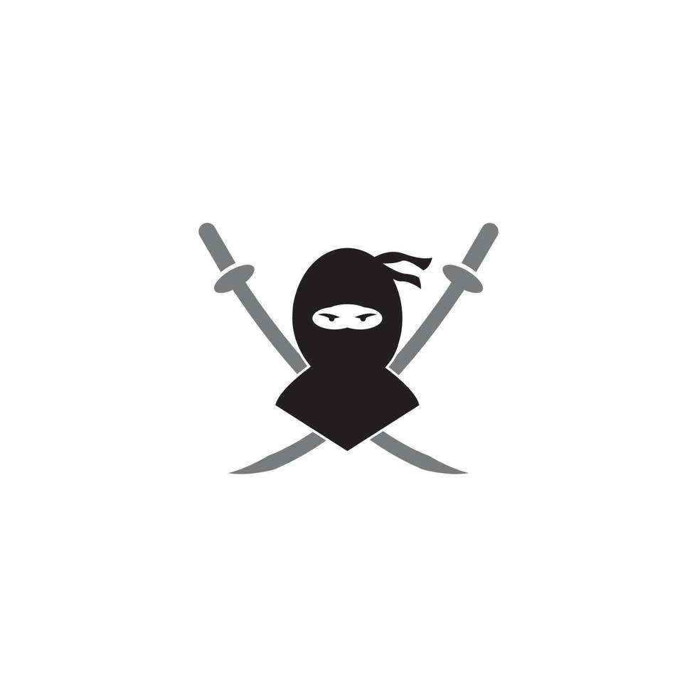 icono de guerrero ninja. ilustración de logotipo de cabeza de ninja negro simple vector