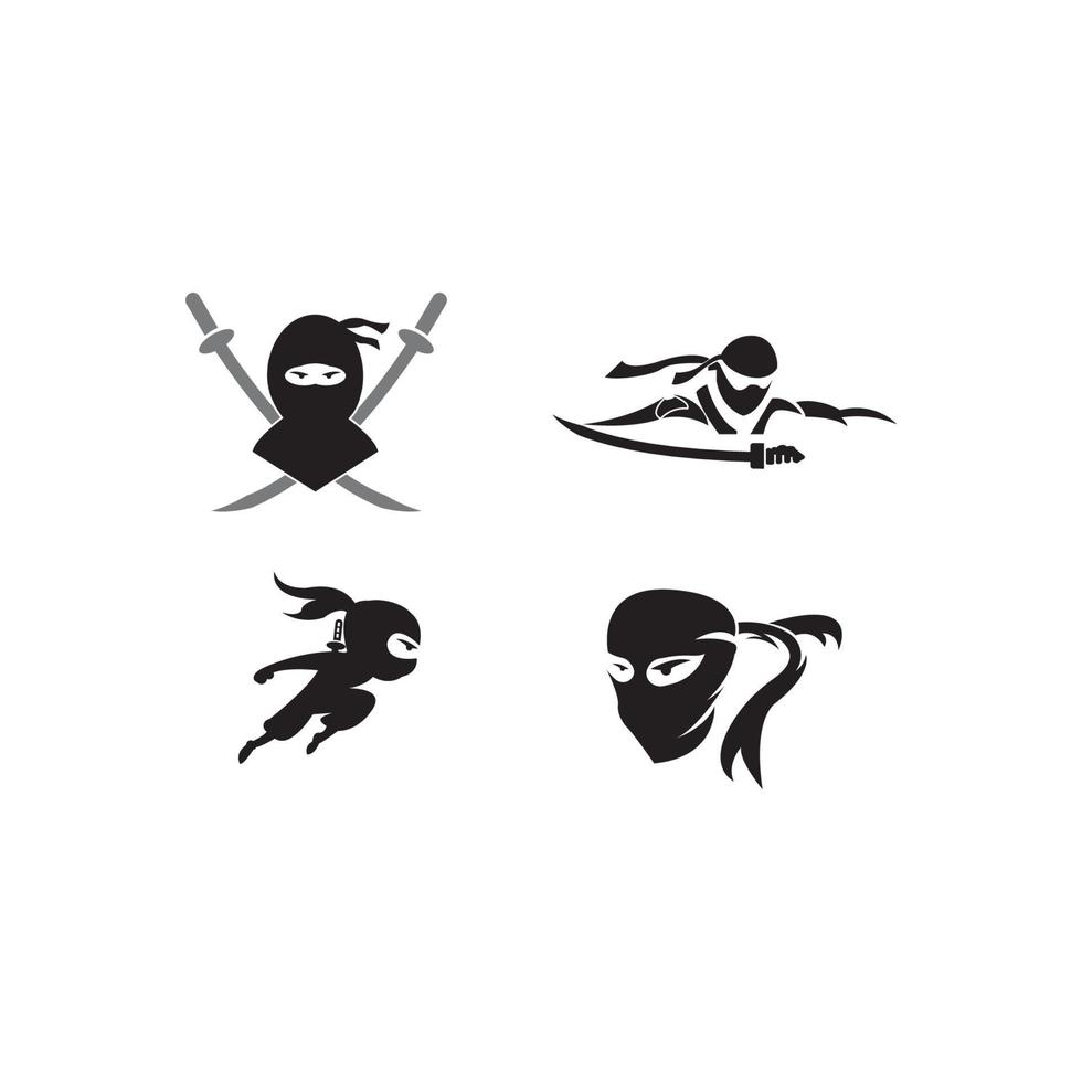 Ninja warrior icon. Simple black ninja head logo illustration vector