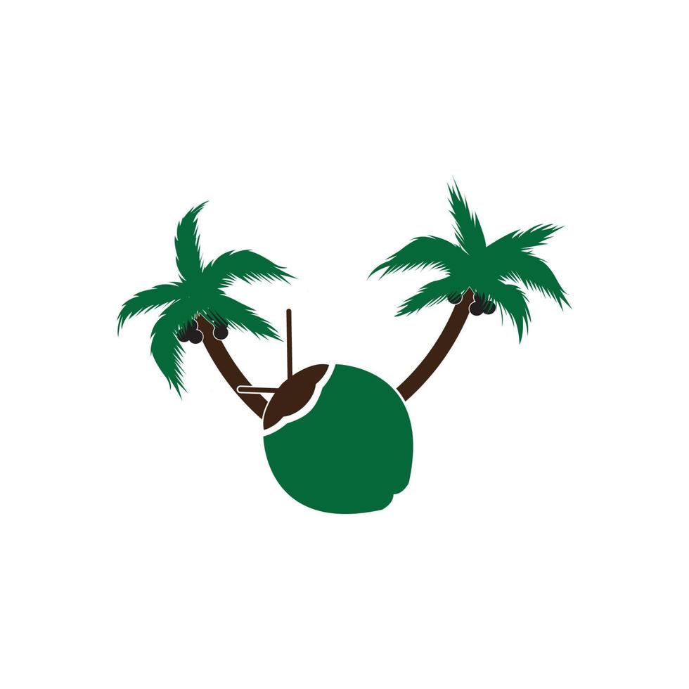 Ilustración de vector de plantilla de logotipo de icono de árbol de coco