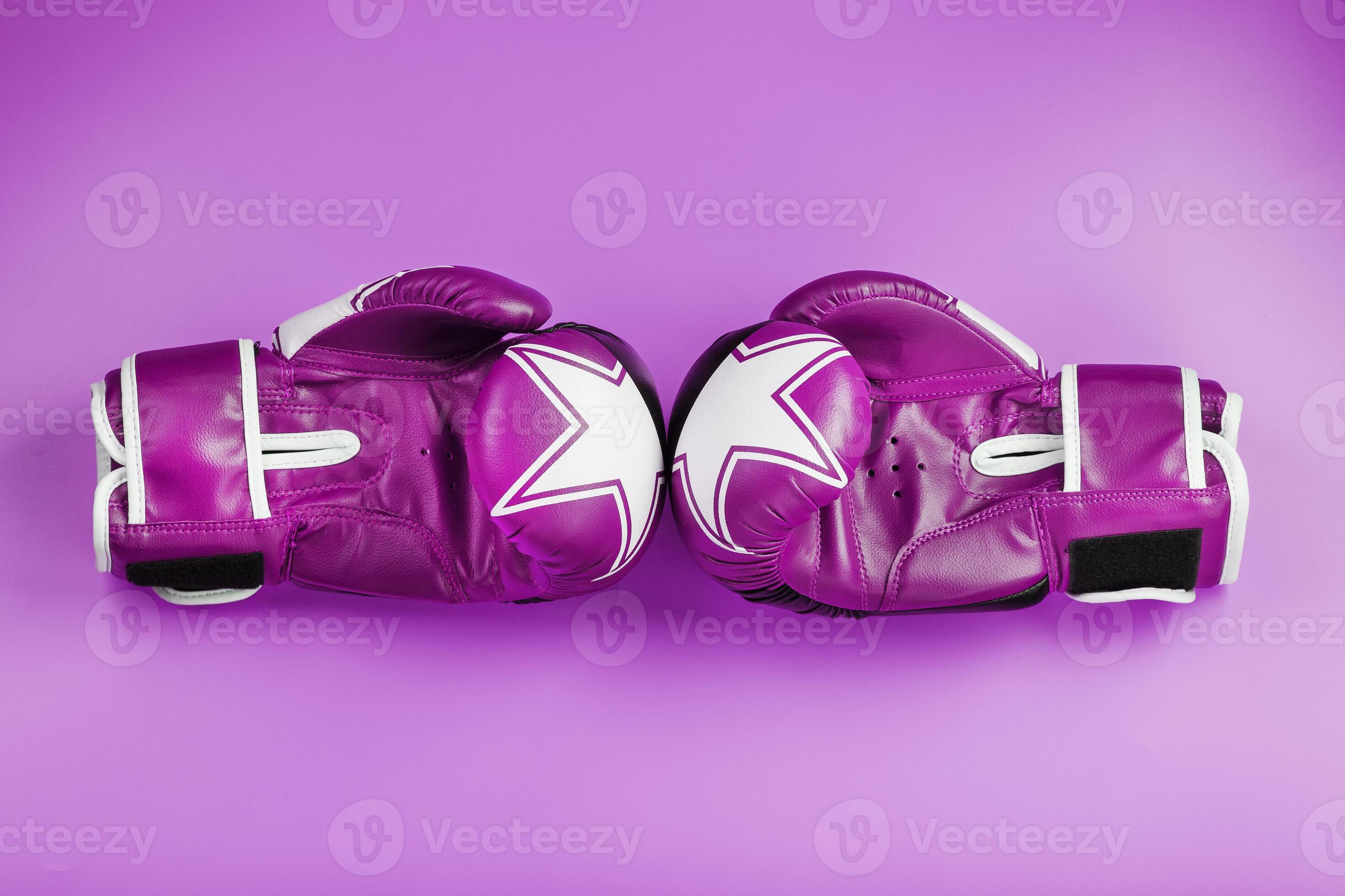 Pink Boxing gloves on a pink background, free space. 13676910 Stock
