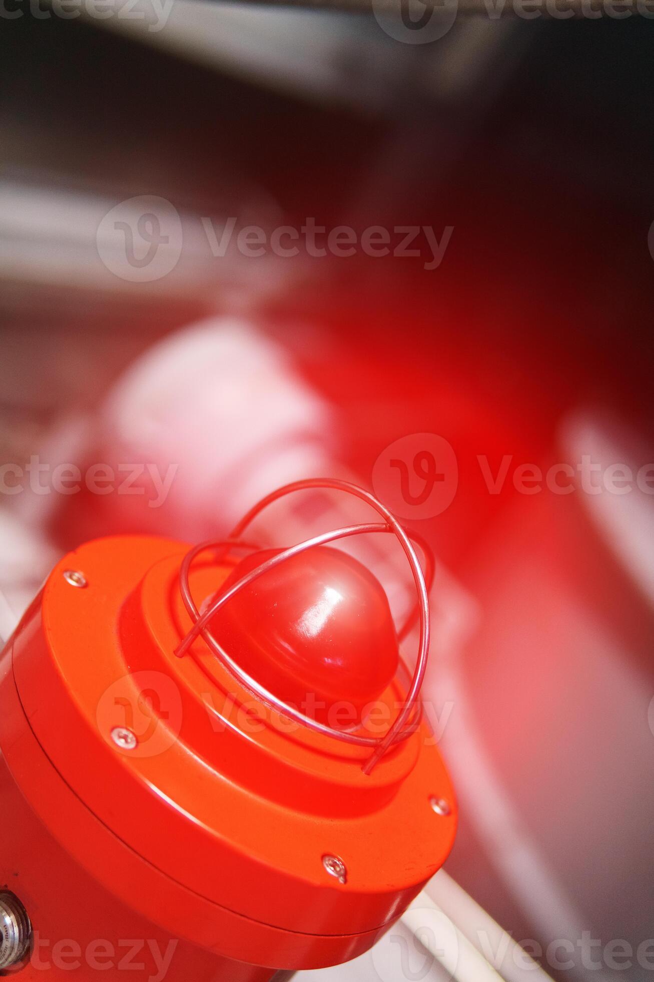 Red warning light of an emergency beacon at an industrial facility