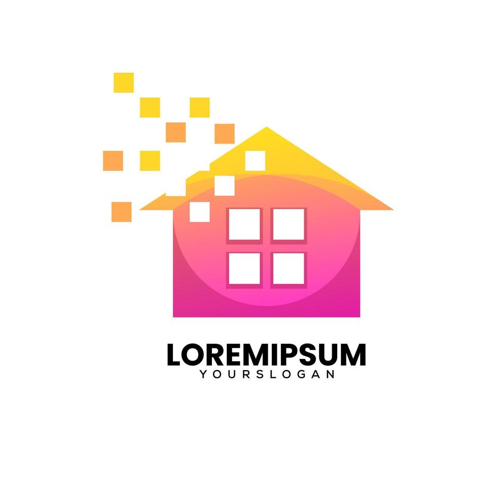 modern home gradient logo design vector