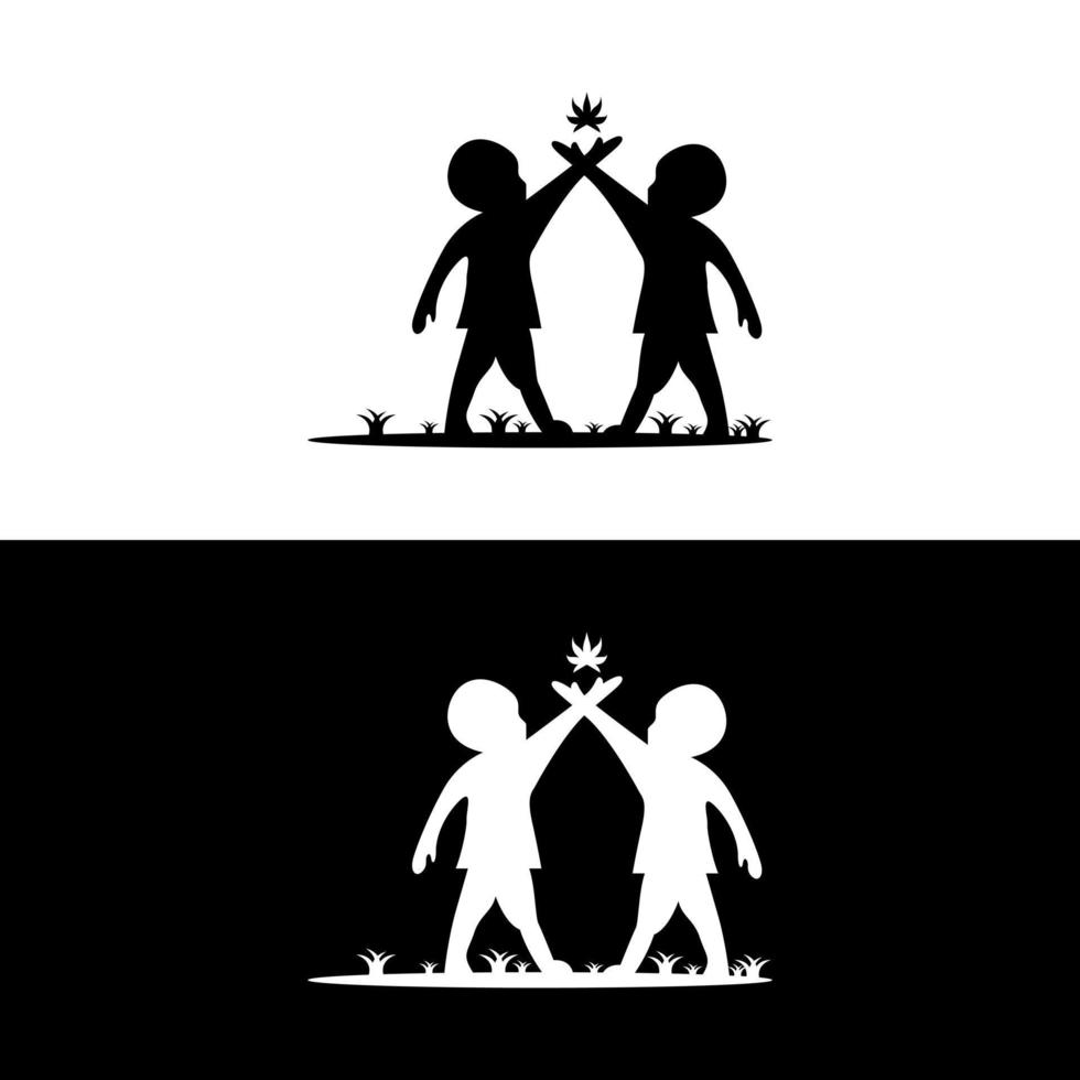 kids and marijuana logo silhouette style vector