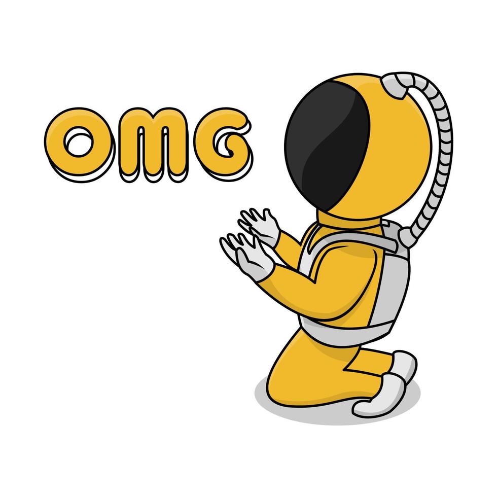 illustration of astronaut praying to god, elemental astronaut, suitable for the needs of social media post elements, flayers, children's books and etc... vector