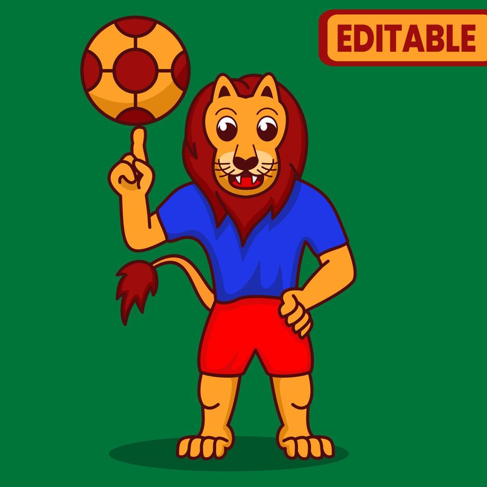 ilustración de vector de león, león jugando al fútbol,