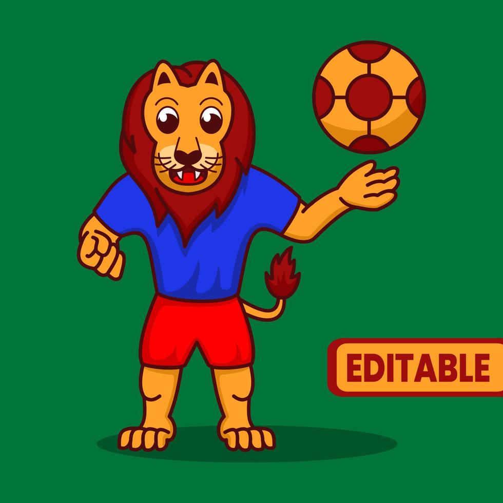 lion vector illustration, lion playing football,