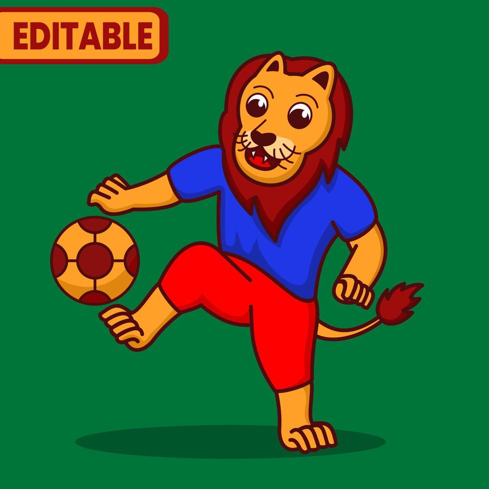 lion vector illustration, lion playing football,
