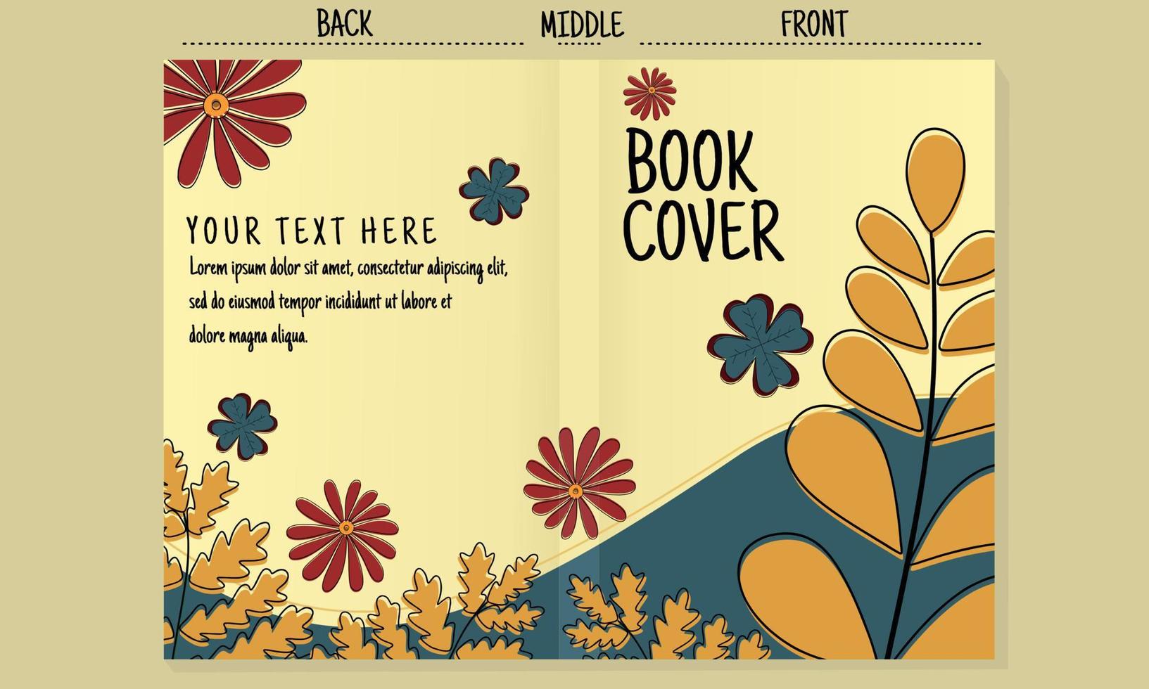 set of floral cartoon children's book cover templates. children's book illustration vector
