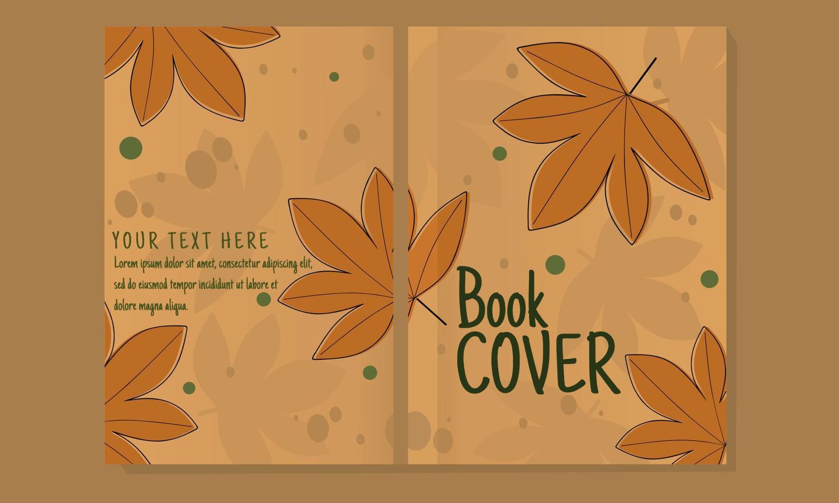 brown colour book cover set.Botanical floral design element for notebook, brochure, book, catalog.  Hand drawn exotic maple leaves decorative page background vector