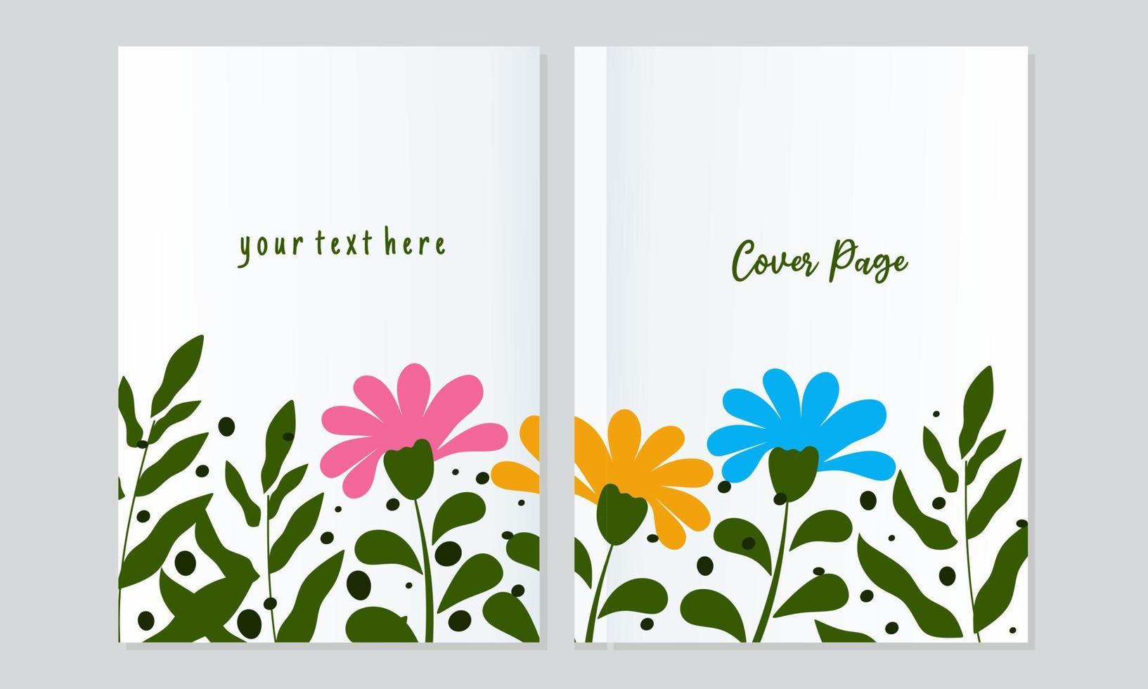 nature page cover set.Botanical floral design element for notebook planner, book, catalog,brochure. Decorative page background exotic flower, hand drawn scribble vector