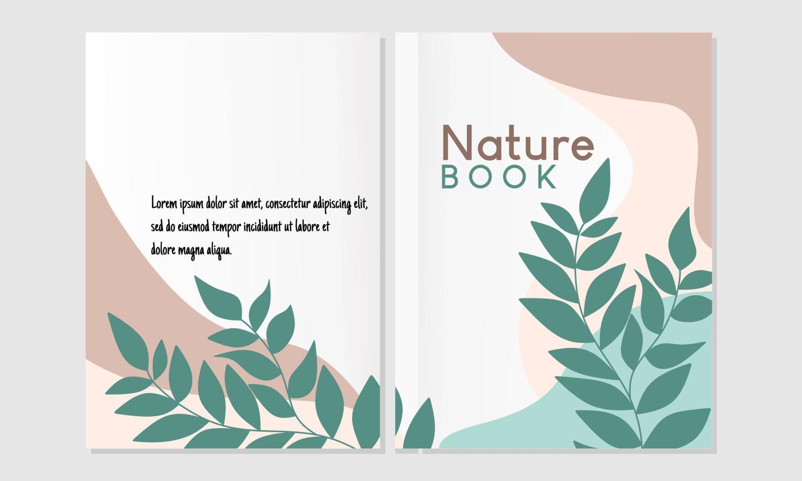 botanical style page cover set. For notebooks, planners, brochures, books, catalogs etc.abstract background with hand drawn leaf elements vector