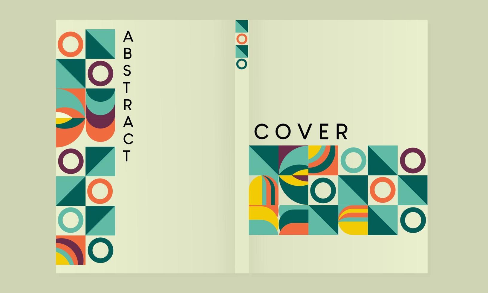 Bauhaus retro shape cover. Square tiles with modern abstract geometric patterns. for annual reports, catalogs, journals, biodata, magazines, books, notebooks vector