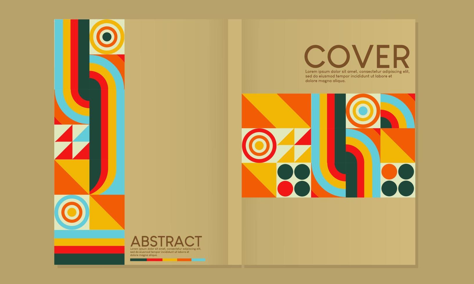 cubierta de forma retro bauhaus.conjunto de vectores de diseño gráfico bauhaus contemporáneo. arte de líneas circulares, triangulares y cuadradas. para informes anuales, catálogos, diarios, biodatos, revistas, libros, cuadernos