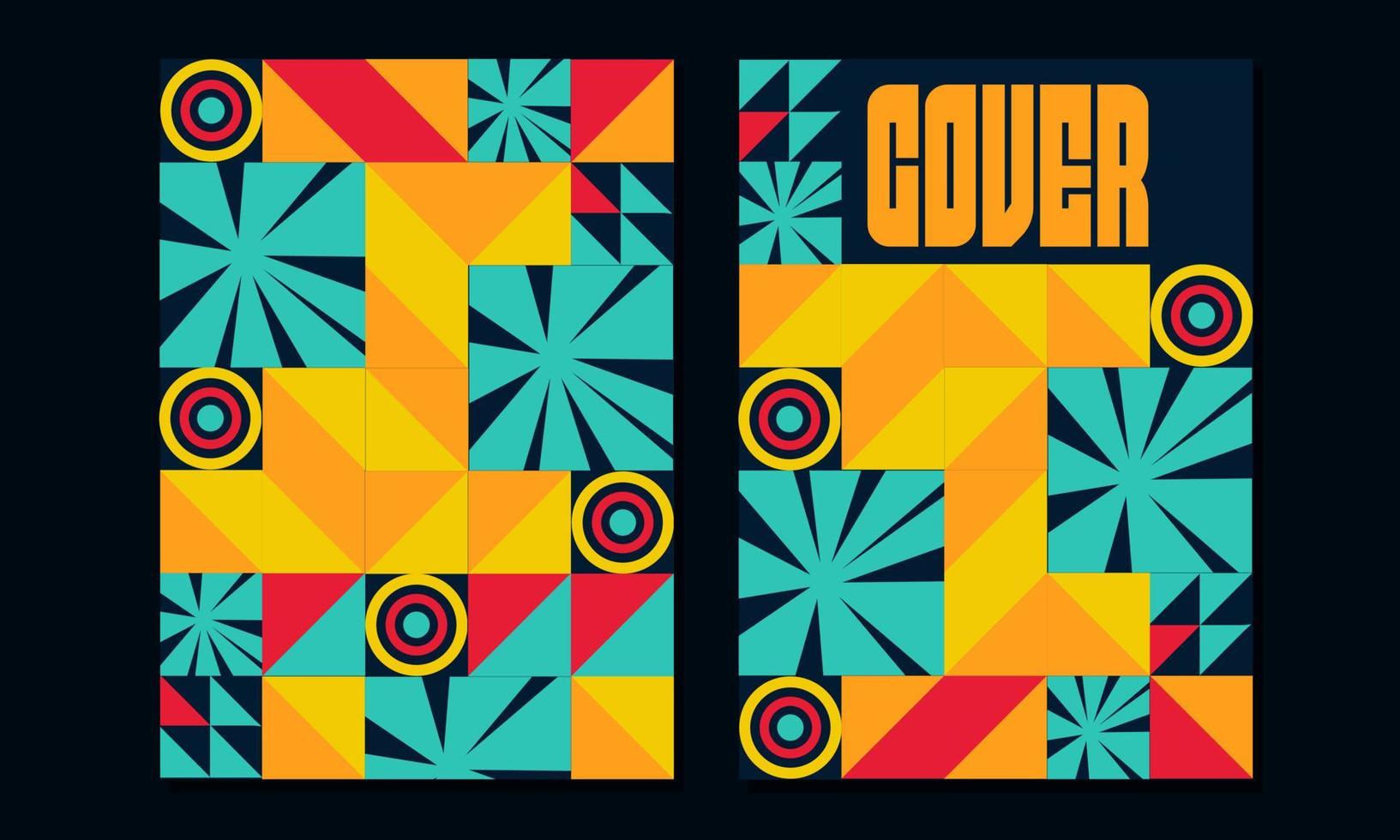 Bauhaus poster design. Modern abstract swiss geometric pattern cover template.triangle,circle,line,square elements. Vector collection illustration
