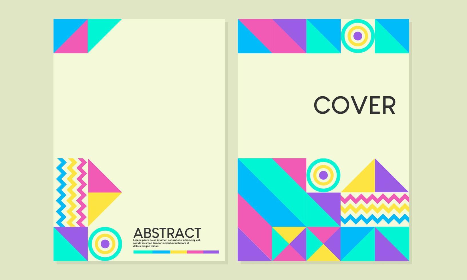 set of retro geometric style bauhaus shape cover designs. abstract background. for books, catalogs, annuals, journals vector