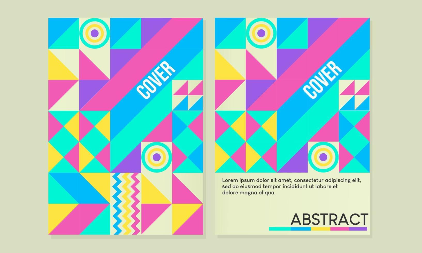 Bauhaus poster design. Modern abstract swiss geometric pattern cover template.triangle,circle,line,square elements. Vector collection illustration