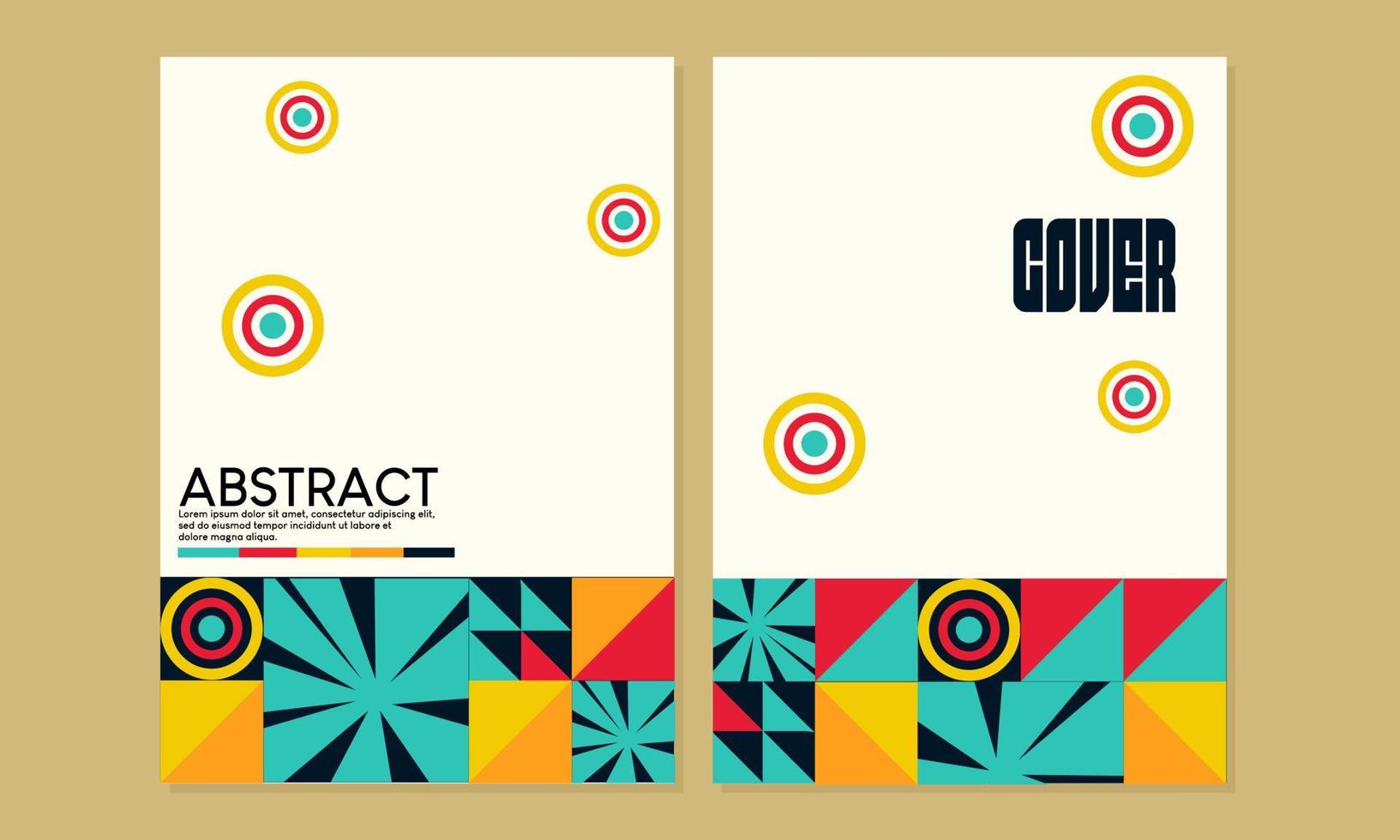set of retro geometric style bauhaus shape cover designs. abstract background. for books, catalogs, annuals, journals vector