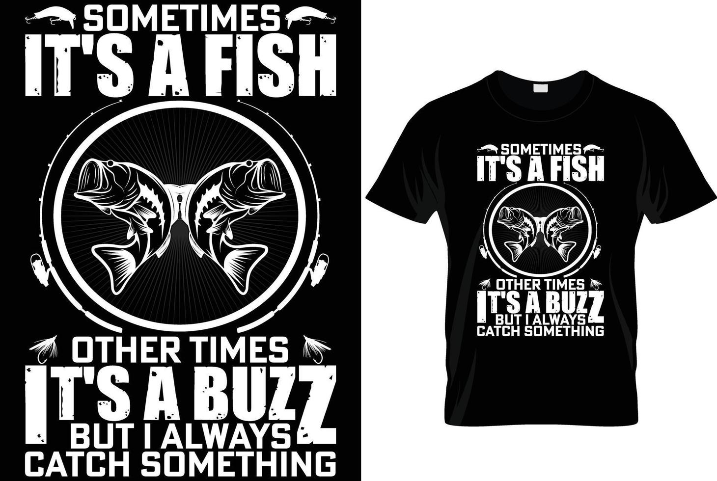 vector de pesca y camiseta de tipografía
