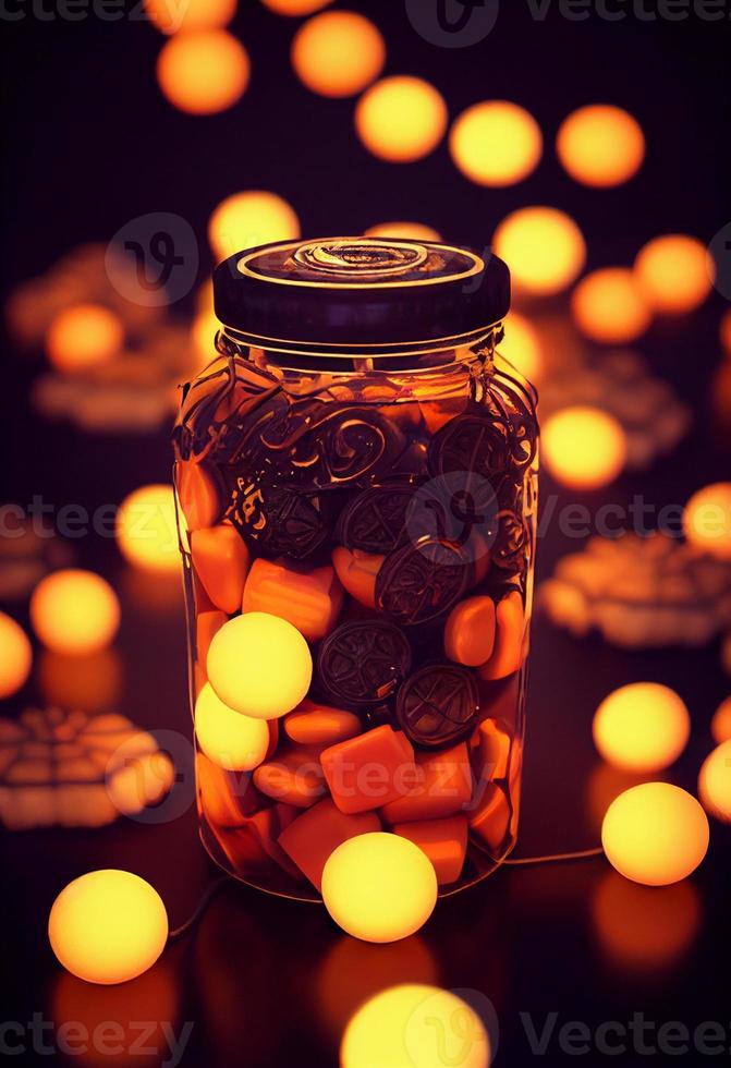 jar full of Halloween cookies photo