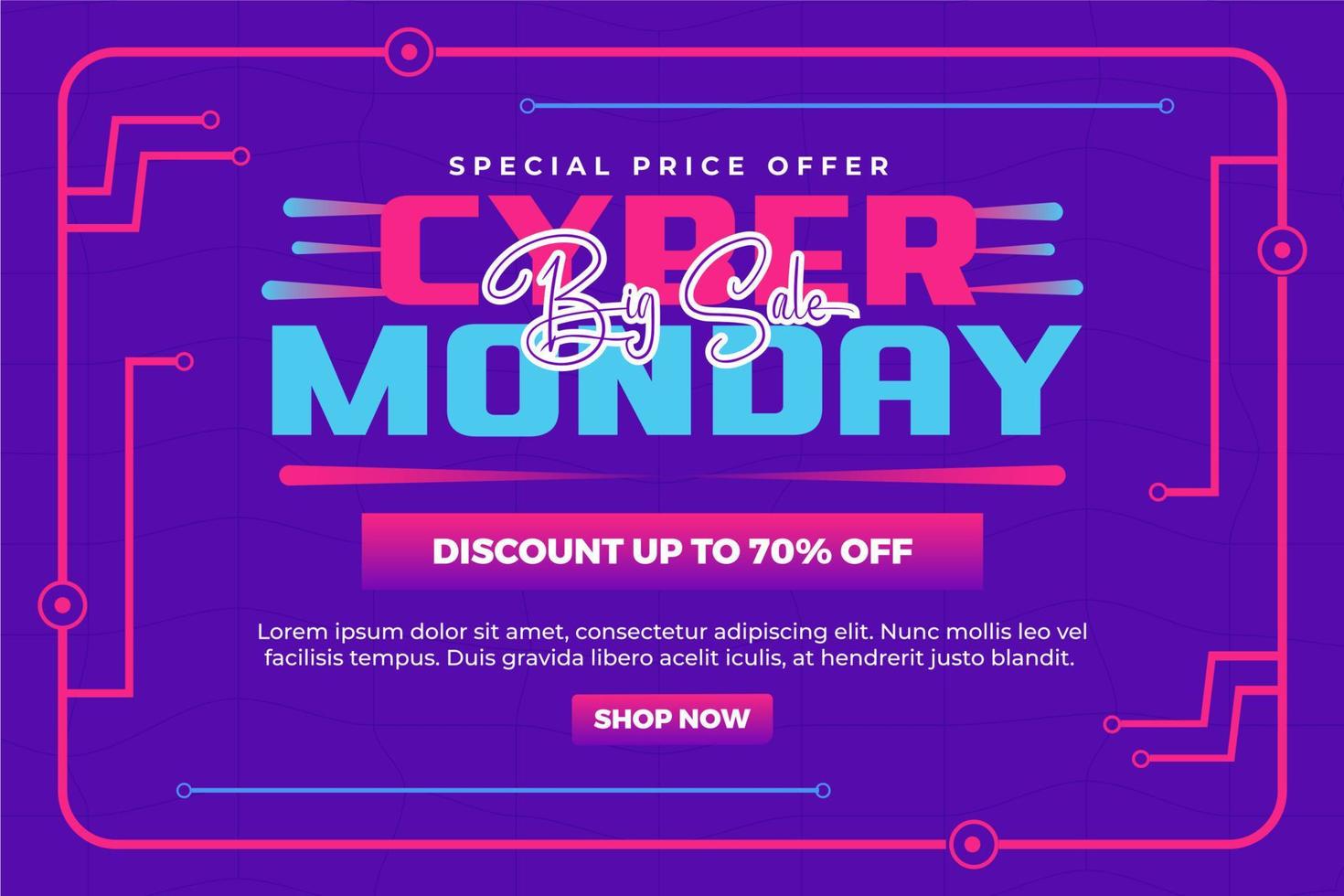 Cyber Monday background design template vector