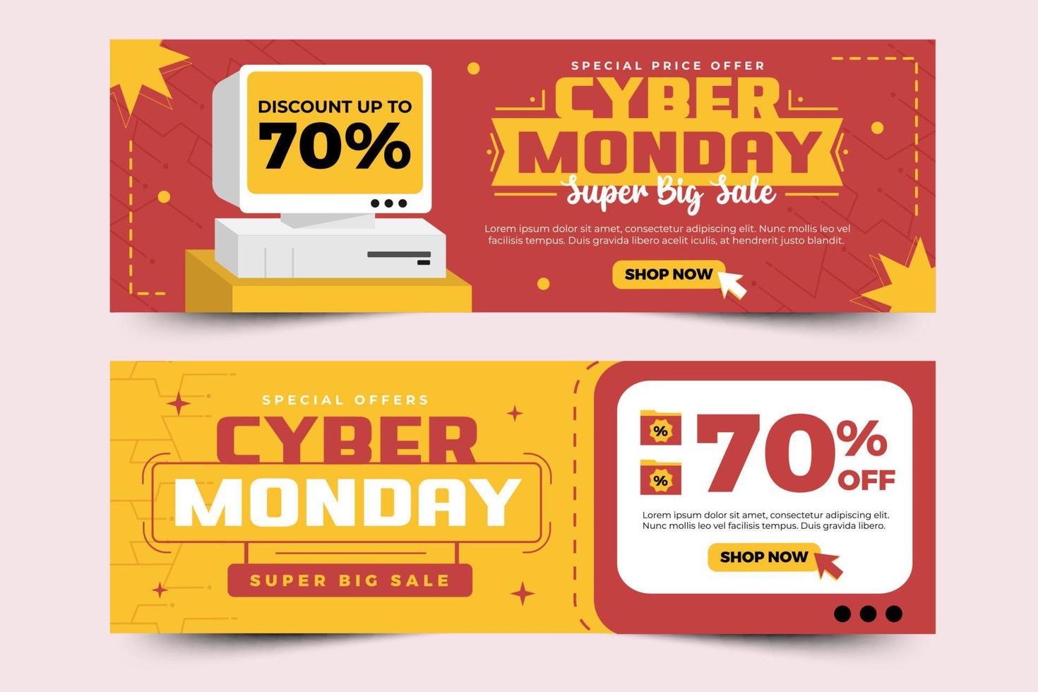 Cyber Monday banner ads design template vector