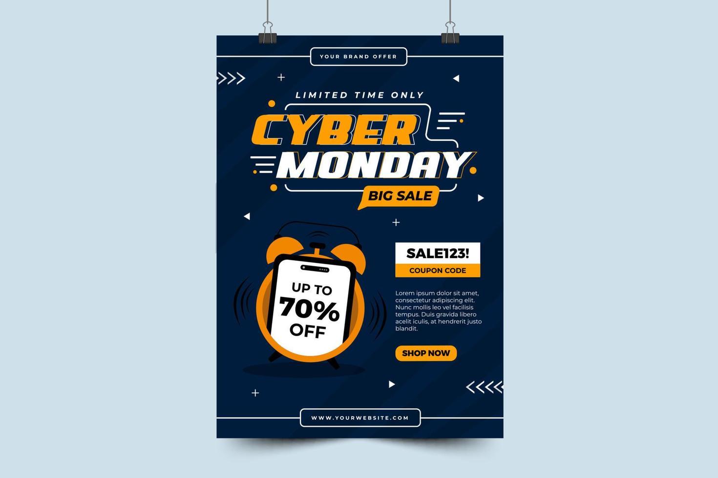 Cyber Monday poster or flyer design template vector