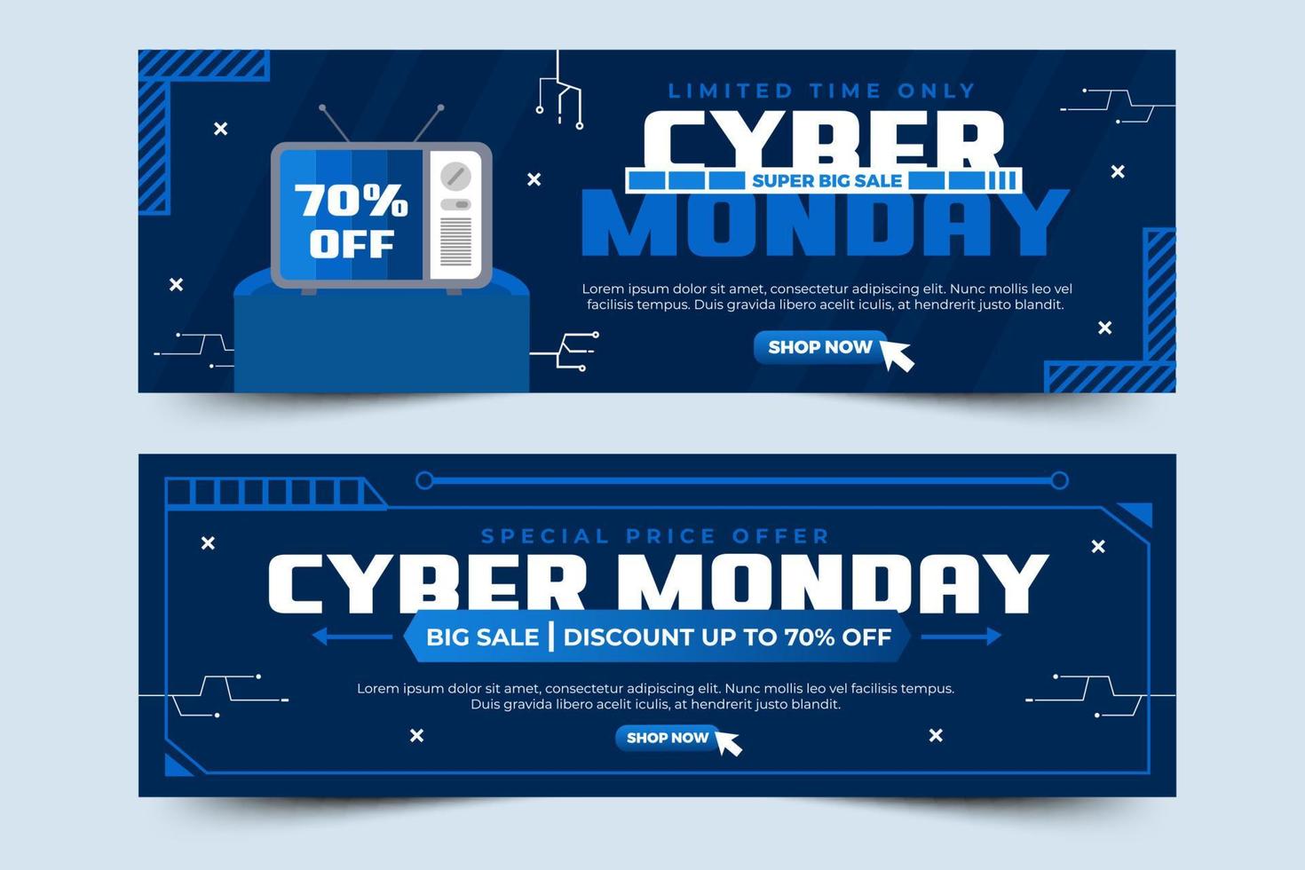 Cyber Monday banner ads design template vector