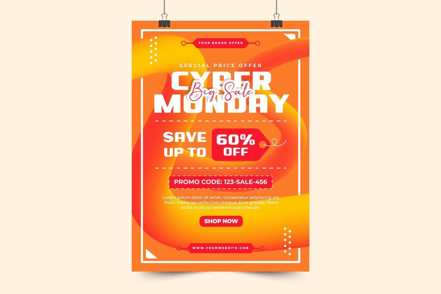 Cyber Monday poster or flyer design template vector