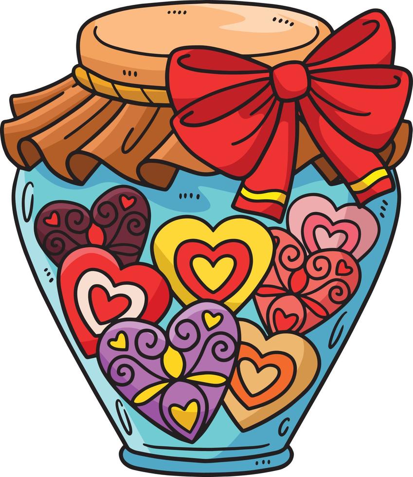 Jar of Heart Cartoon Colored Clipart Illustration vector