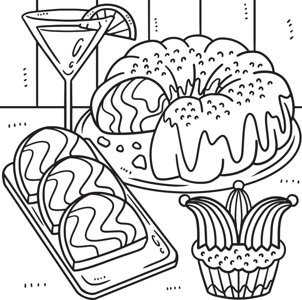 Mardi Gras Treats Coloring Page for Kids 13679029 Vector Art at Vecteezy